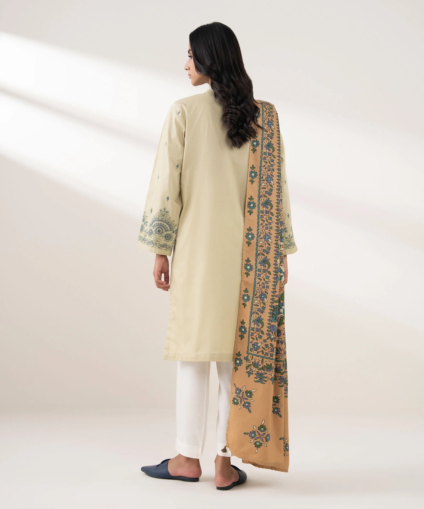 2 Piece - Embroidered Cotton Suit