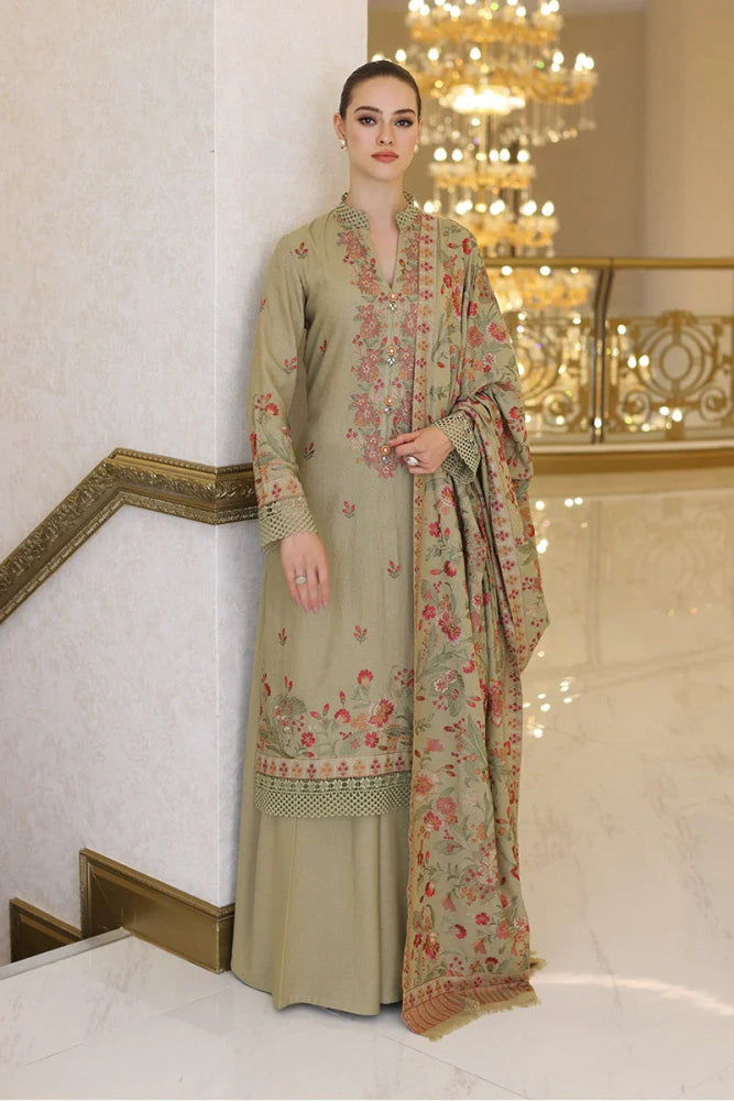 Dhanak 3PC Embroidered With Dhanak Shawl Embroidered