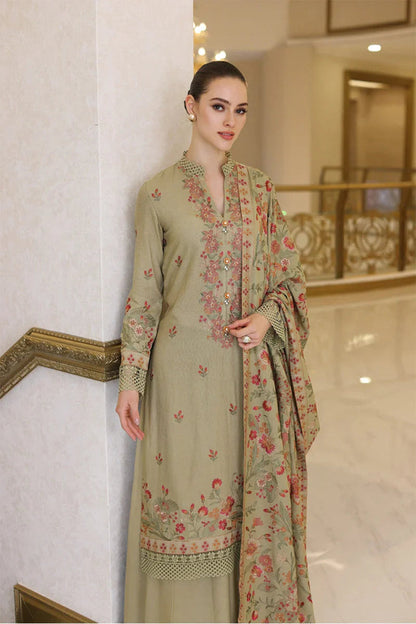Dhanak 3PC Embroidered With Dhanak Shawl Embroidered