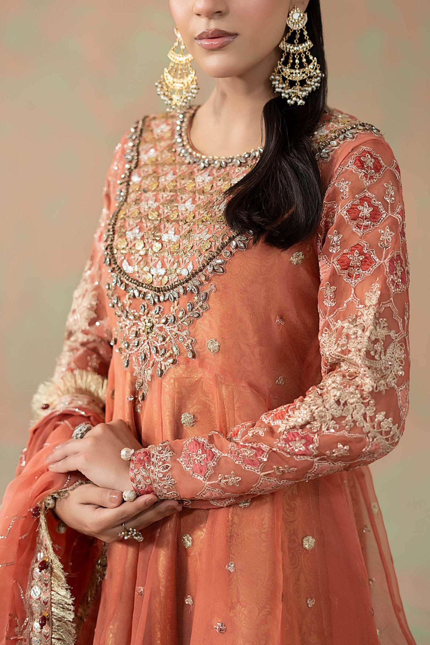 3 Piece Embroidered Organza Suit: LP-08