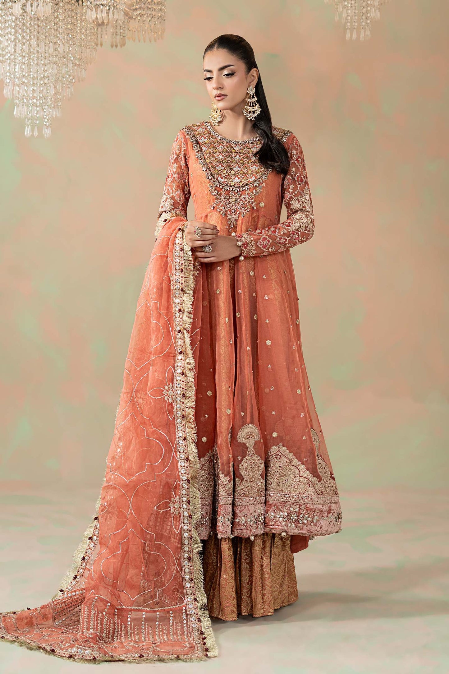 3 Piece Embroidered Organza Suit: LP-08