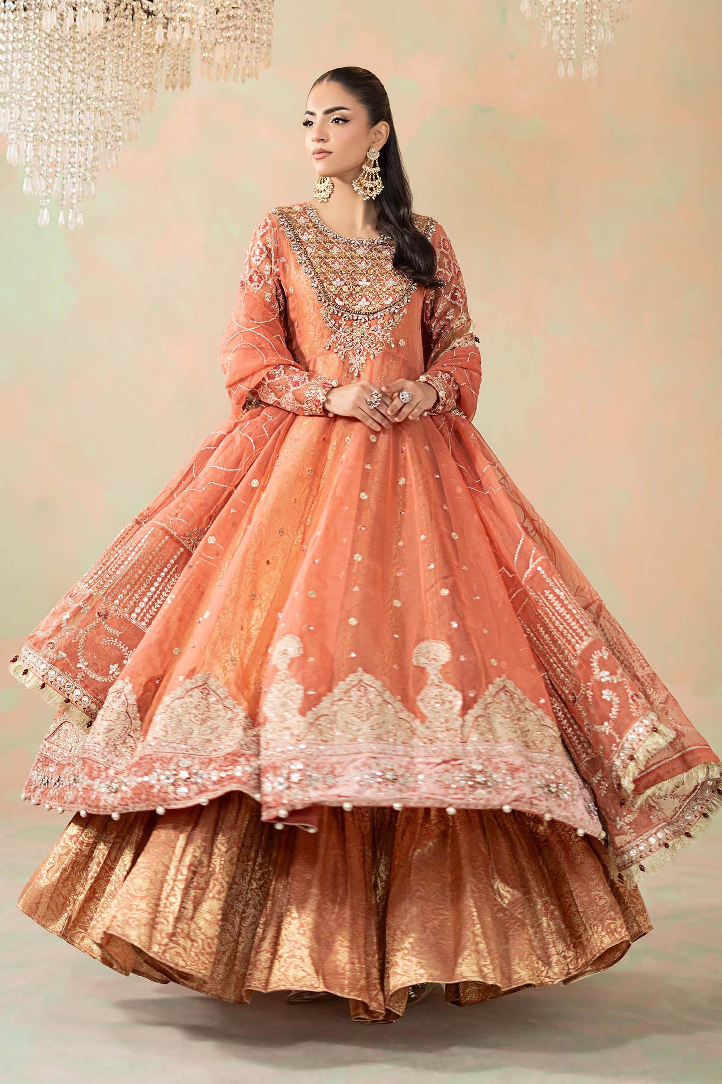 3 Piece Embroidered Organza Suit: LP-08