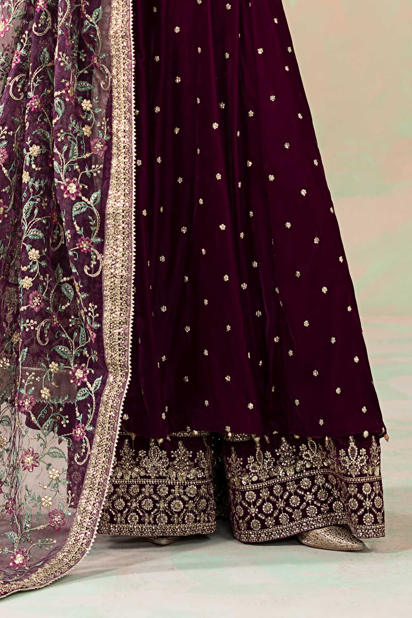 3 Piece Embroidered Velvet Suit: LP03