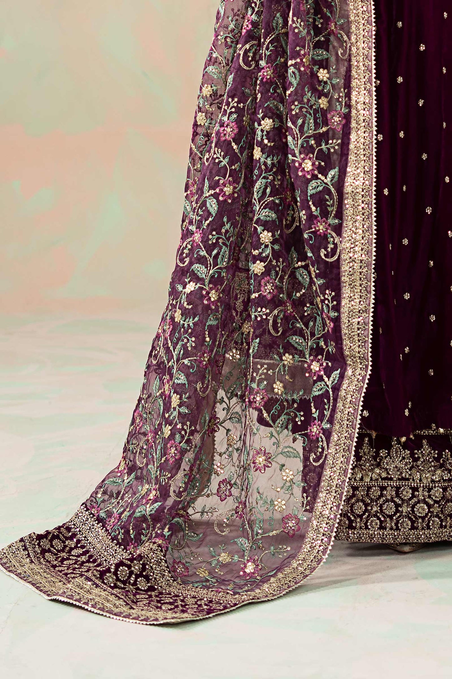 3 Piece Embroidered Velvet Suit: LP03