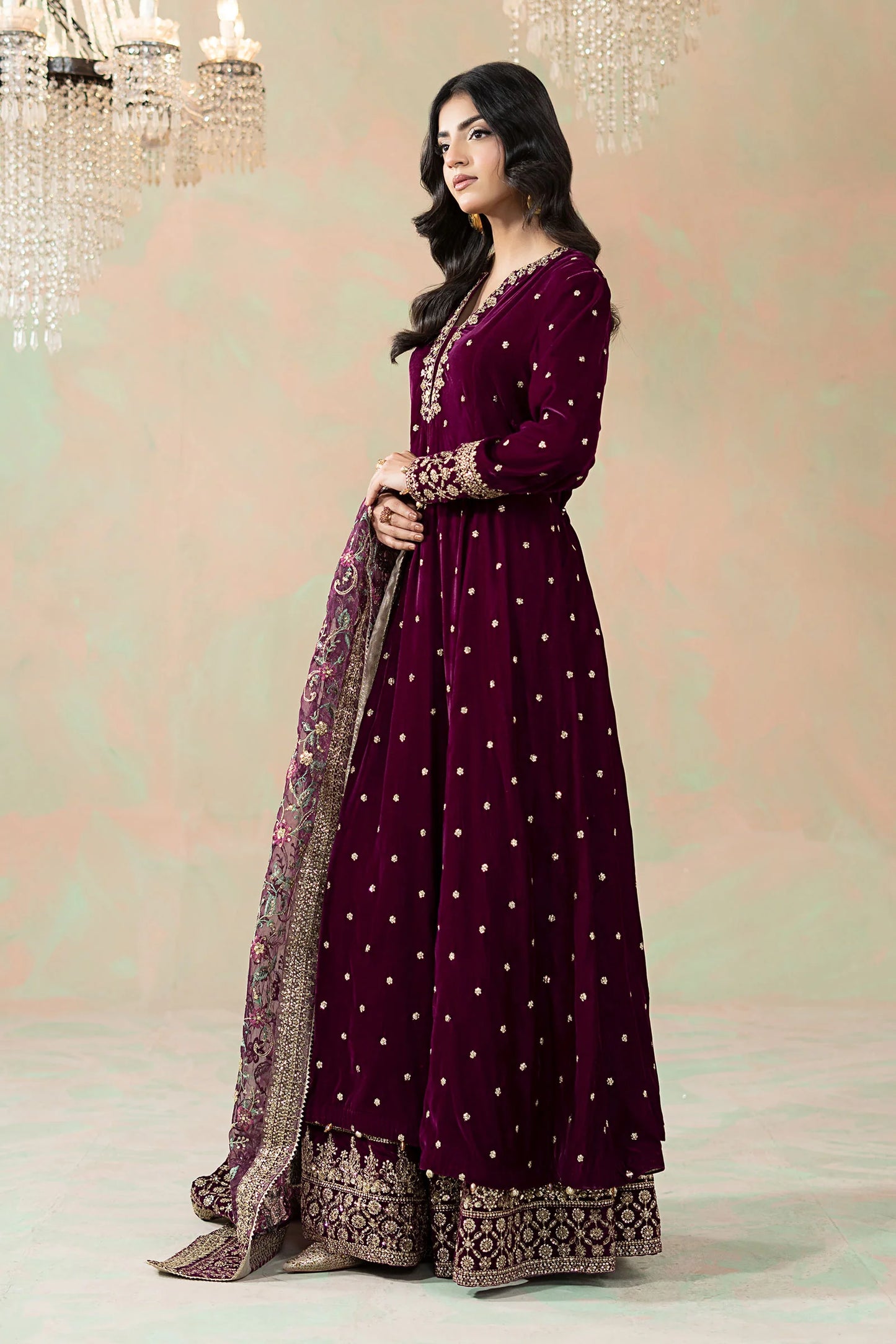 3 Piece Embroidered Velvet Suit: LP03