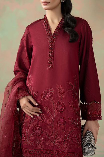 NAFSARA: 3 Piece Embroidered Silk Net Suit: LP-02