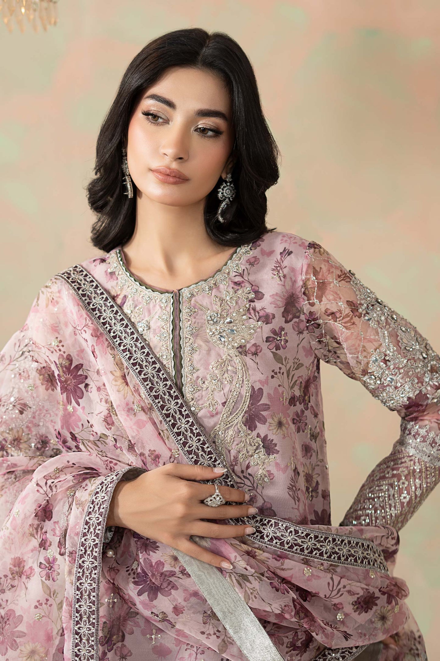 3 Piece Embroidered Organza Suit : LP-04