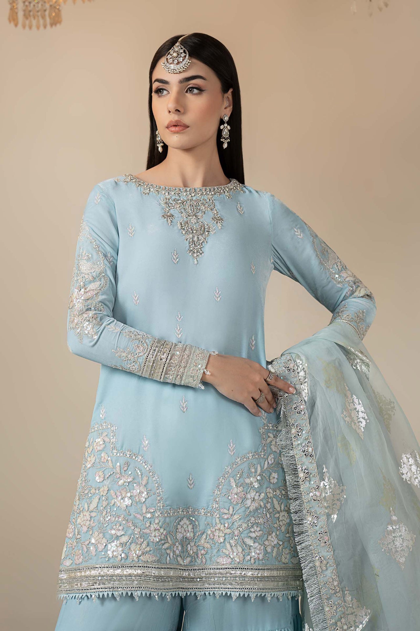 3 Piece Embroidered Velvet Suit: LP-01