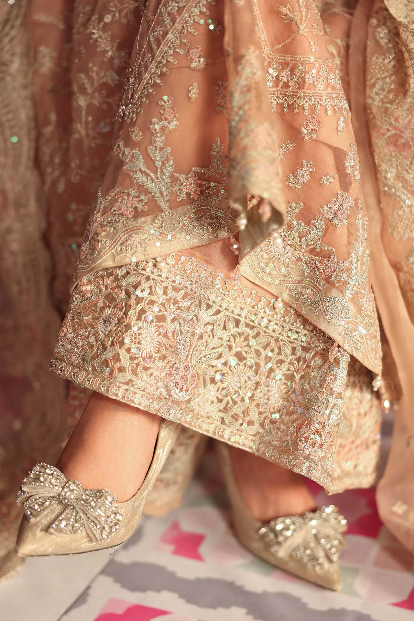 3 Piece Embroidered Organza Suit: LP-06